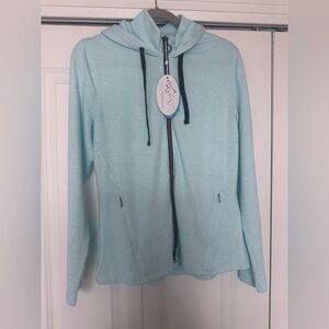 Greg Norman Collection Aqua Hoodie with Black Drawstrings